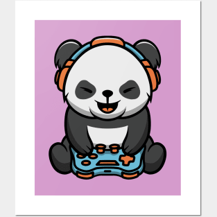 Cute Panda Gamers Posters and Art